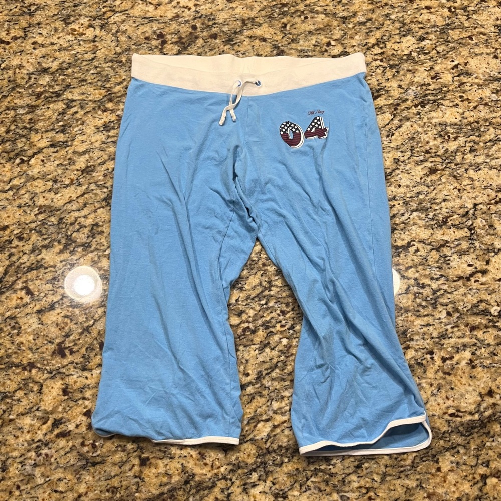 Vintage Old Navy Brand Intimates Blue Pajama Pants Womens Small 04 Graphic Crop